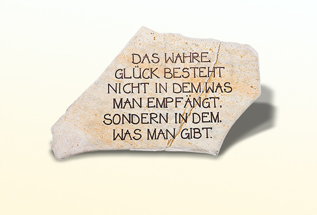 Naturstein mit Zitat - Olivenholz - Galeriebild