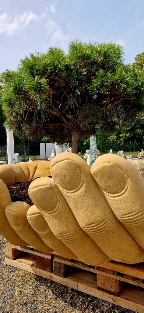 Sandstein Pflangefäß Hand Skulptur